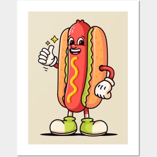 Hotdog cartoon mascot Posters and Art